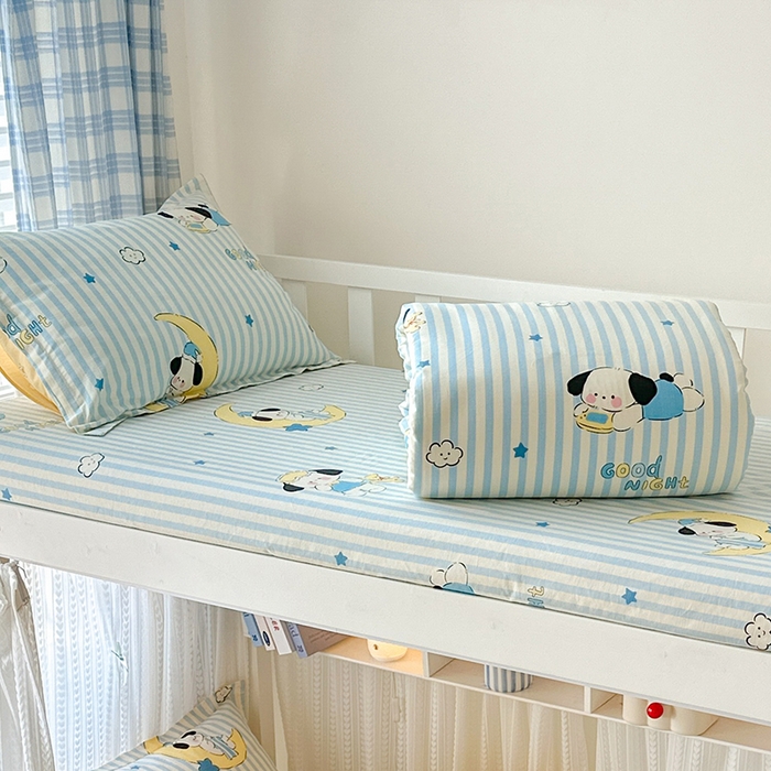 91家纺网 家纺一手货源 找家纺 拾物记 2025新款A类全棉纯棉棉印花学生床笠床笠单件单床笠 酣睡狗