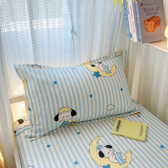 91家纺网 家纺一手货源 找家纺 拾物记 2025新款A类全棉纯棉棉印花学生床笠床笠单件单床笠 酣睡狗