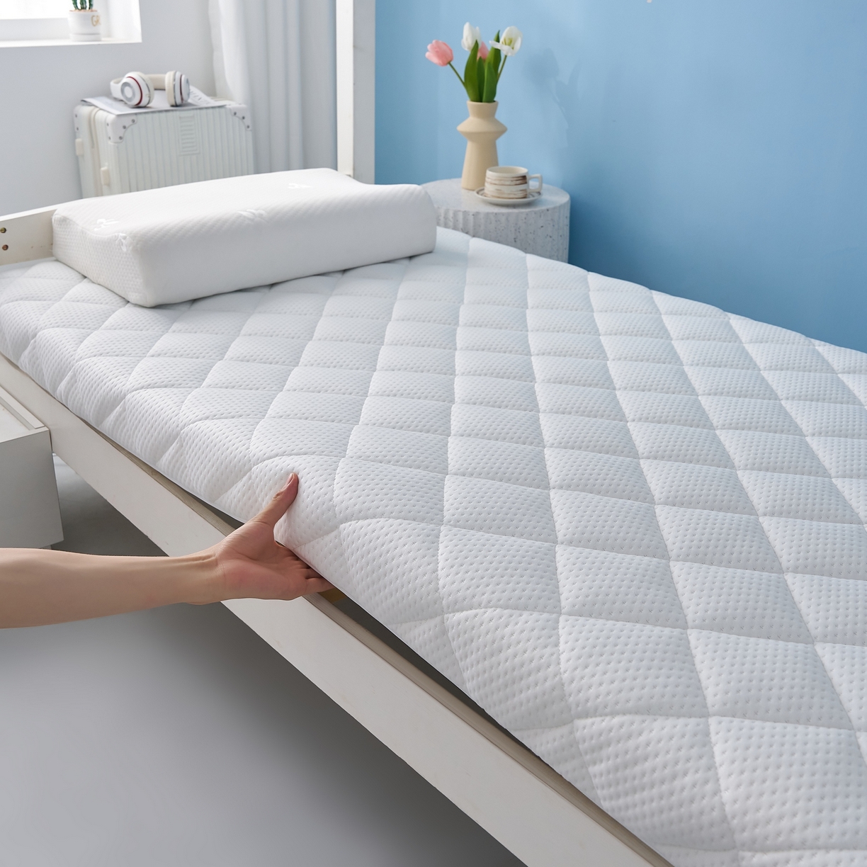 91家纺网 家纺一手货源 找家纺 （总）时奥家纺 2025新款元气记忆棉活套绗绣款床垫-学生款