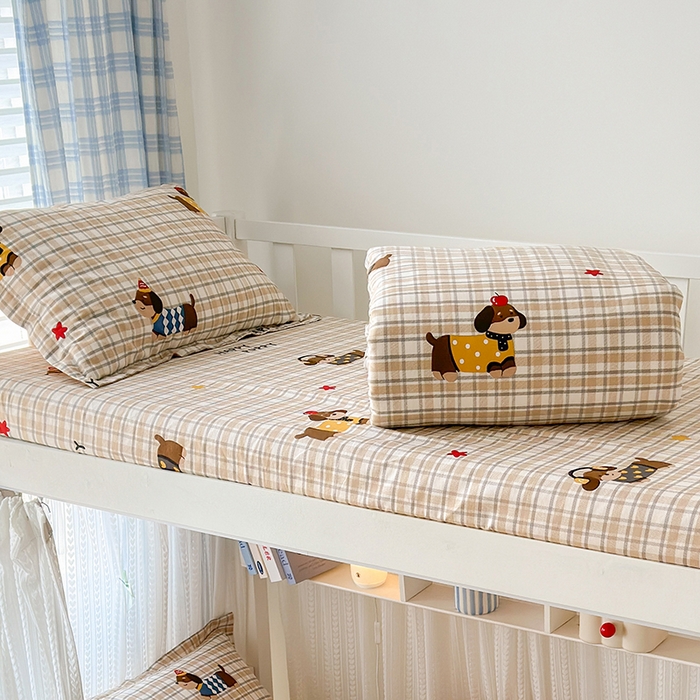 91家纺网 家纺一手货源 找家纺 拾物记 2025新款A类全棉纯棉棉印花学生床笠床笠单件单床笠 酷比狗