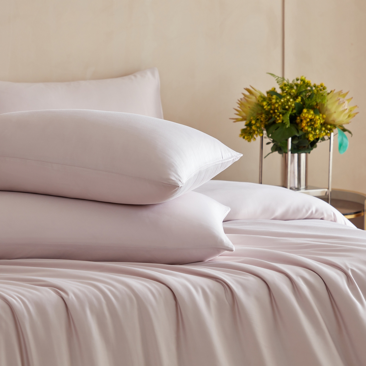 91家纺网 家纺一手货源 找家纺 轩和家居 2025新款天竹60支竹浆纤维A类婴幼儿级别天然抗菌抑菌四件套 椰灰