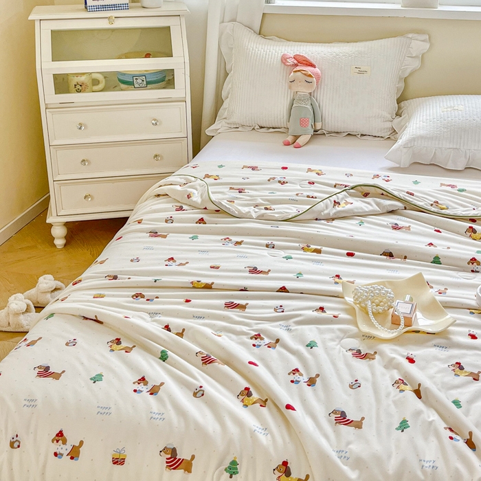 91家纺网 家纺一手货源 找家纺 小叮当家纺仓储工厂店 2025新款A类母婴级宝宝被子豆豆绒牛奶针织棉被子儿童豆豆被大豆被春秋被秋冬被 牛奶针织被-可爱腊肠