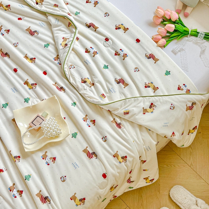 91家纺网 家纺一手货源 找家纺 小叮当家纺仓储工厂店 2025新款A类母婴级宝宝被子豆豆绒牛奶针织棉被子儿童豆豆被大豆被春秋被秋冬被 牛奶针织被-可爱腊肠