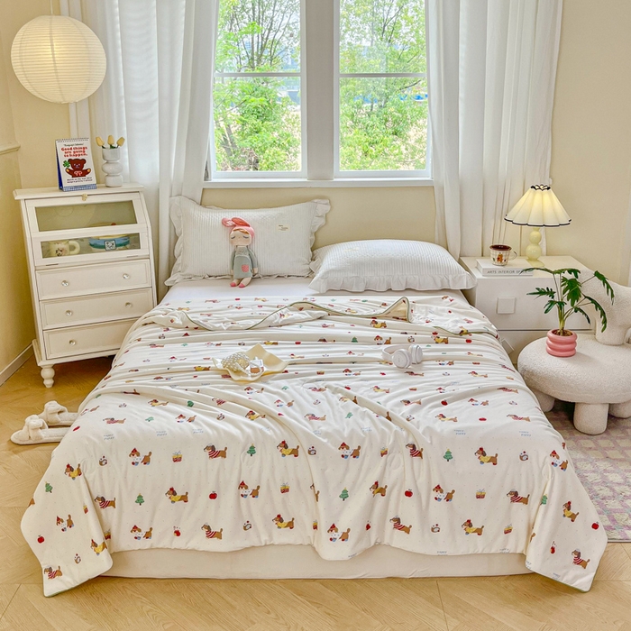 91家纺网 家纺一手货源 找家纺 小叮当家纺仓储工厂店 2025新款A类母婴级宝宝被子豆豆绒牛奶针织棉被子儿童豆豆被大豆被春秋被秋冬被 牛奶针织被-可爱腊肠