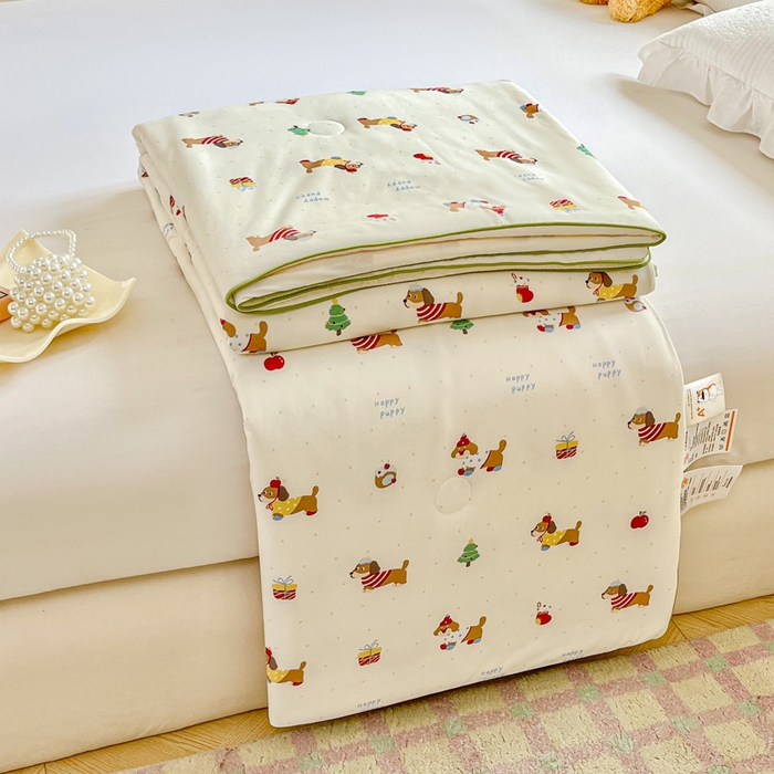 91家纺网 家纺一手货源 找家纺 小叮当家纺仓储工厂店 2025新款A类母婴级宝宝被子豆豆绒牛奶针织棉被子儿童豆豆被大豆被春秋被秋冬被 牛奶针织被-可爱腊肠