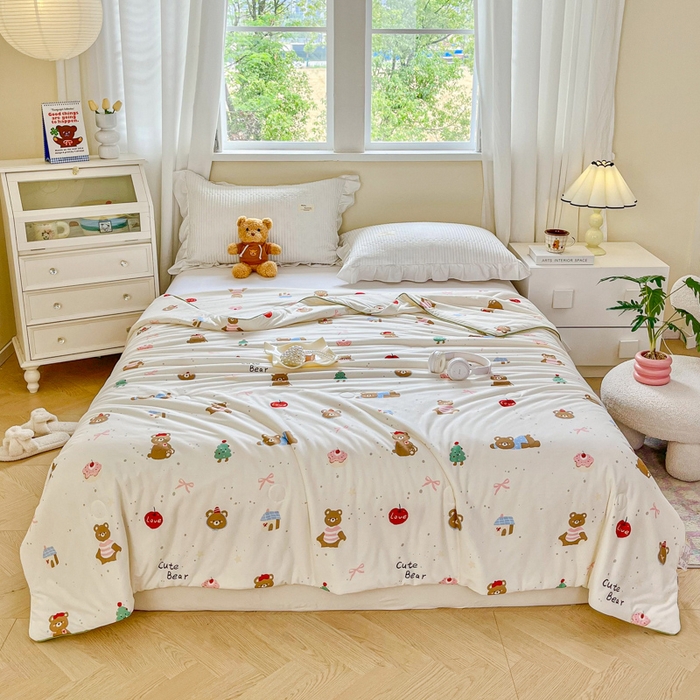 91家纺网 家纺一手货源 找家纺 小叮当家纺仓储工厂店 2025新款A类母婴级宝宝被子豆豆绒牛奶针织棉被子儿童豆豆被大豆被春秋被秋冬被 牛奶针织被-圣诞小熊