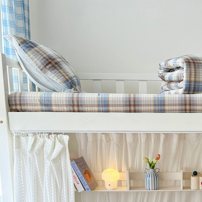 91家纺网 家纺一手货源 找家纺 拾物记 2025新款A类全棉纯棉棉印花学生床笠床笠单件单床笠 魅彩格