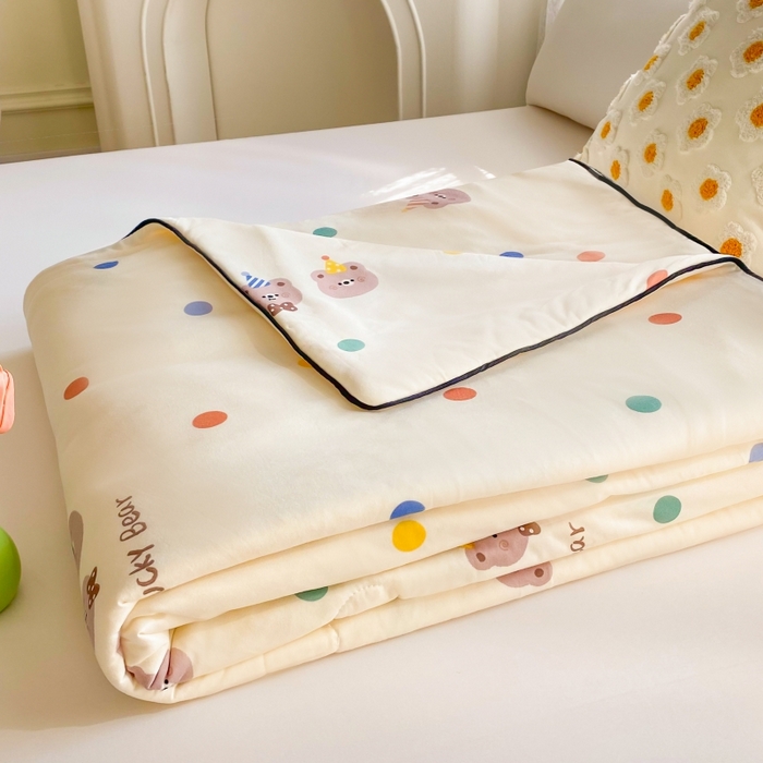 91家纺网 家纺一手货源 找家纺 小叮当家纺仓储工厂店 2025新款A类母婴级宝宝被子豆豆绒牛奶针织棉被子儿童豆豆被大豆被春秋被秋冬被 牛奶针织被-波点小熊