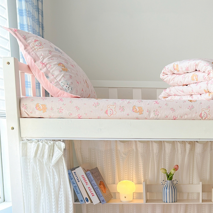 91家纺网 家纺一手货源 找家纺 拾物记 2025新款A类全棉纯棉棉印花学生床笠床笠单件单床笠 碎花狗狗