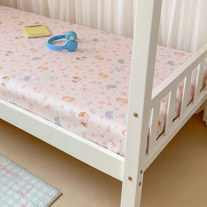 91家纺网 家纺一手货源 找家纺 拾物记 2025新款A类全棉纯棉棉印花学生床笠床笠单件单床笠 碎花狗狗