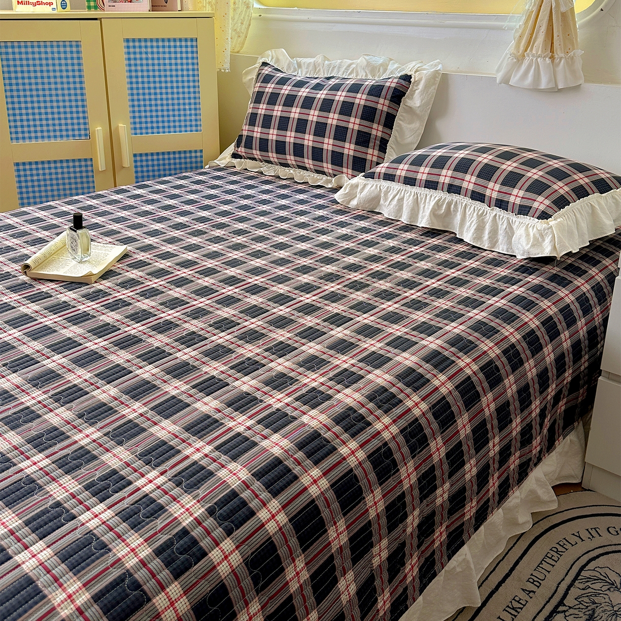 91家纺网 家纺一手货源 找家纺 美梦家纺2025新款皱皱纱花边被套床盖四件套 幻夜