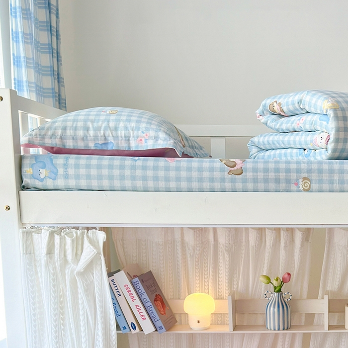 91家纺网 家纺一手货源 找家纺 拾物记 2025新款A类全棉纯棉棉印花学生床笠床笠单件单床笠 星星发夹狗