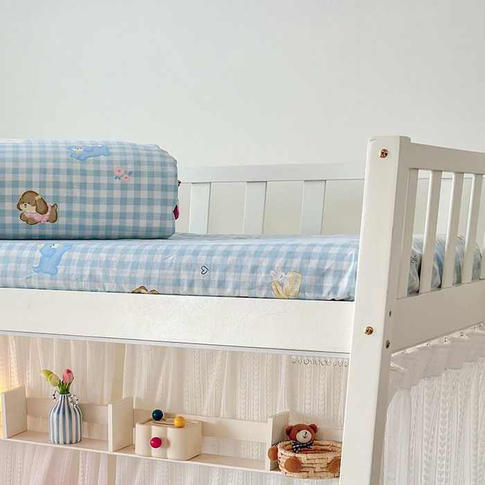 91家纺网 家纺一手货源 找家纺 拾物记 2025新款A类全棉纯棉棉印花学生床笠床笠单件单床笠 星星发夹狗