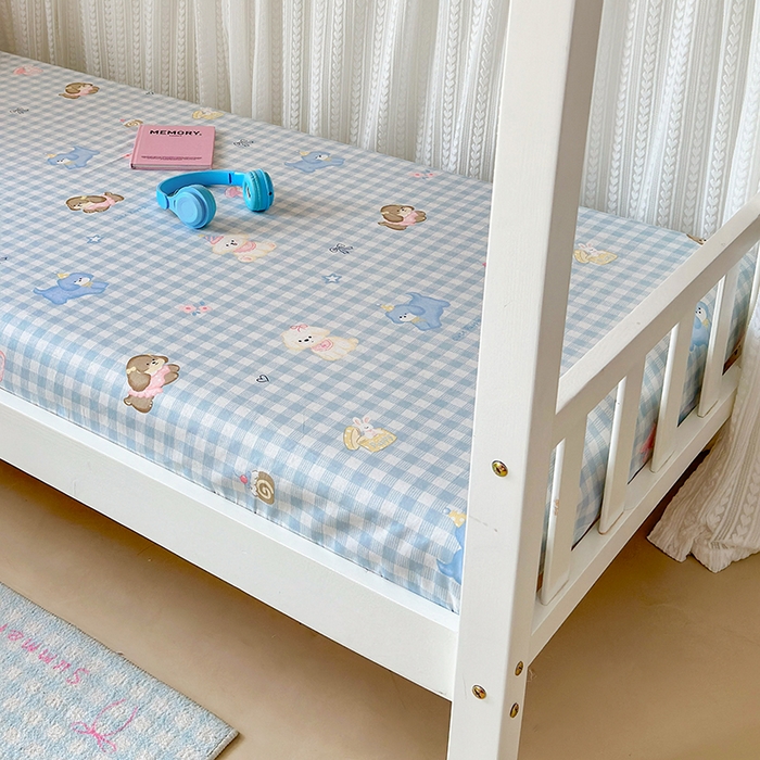 91家纺网 家纺一手货源 找家纺 拾物记 2025新款A类全棉纯棉棉印花学生床笠床笠单件单床笠 星星发夹狗