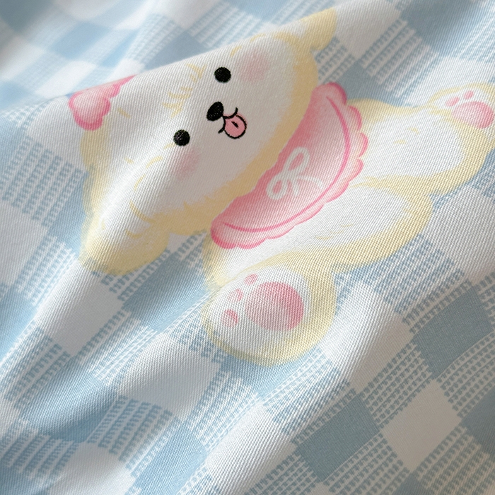 91家纺网 家纺一手货源 找家纺 拾物记 2025新款A类全棉纯棉棉印花学生床笠床笠单件单床笠 星星发夹狗