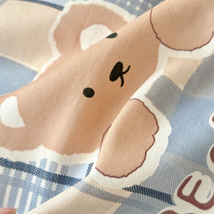 91家纺网 家纺一手货源 找家纺 拾物记 2025新款A类全棉纯棉棉印花学生床笠床笠单件单床笠 学院格小熊