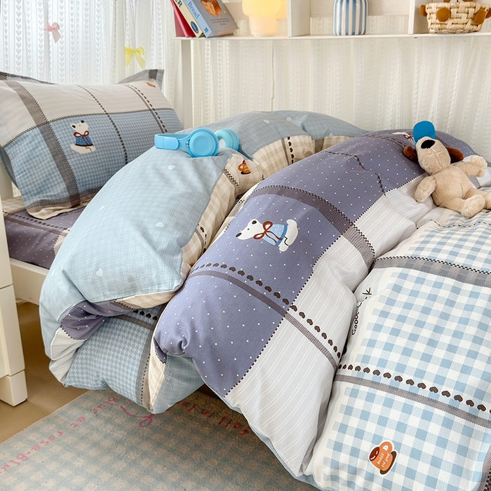 91家纺网 家纺一手货源 找家纺 （总）拾物记 2025新款A类全棉纯棉新疆棉印花学生宿舍三件套上下铺三件套-第二批