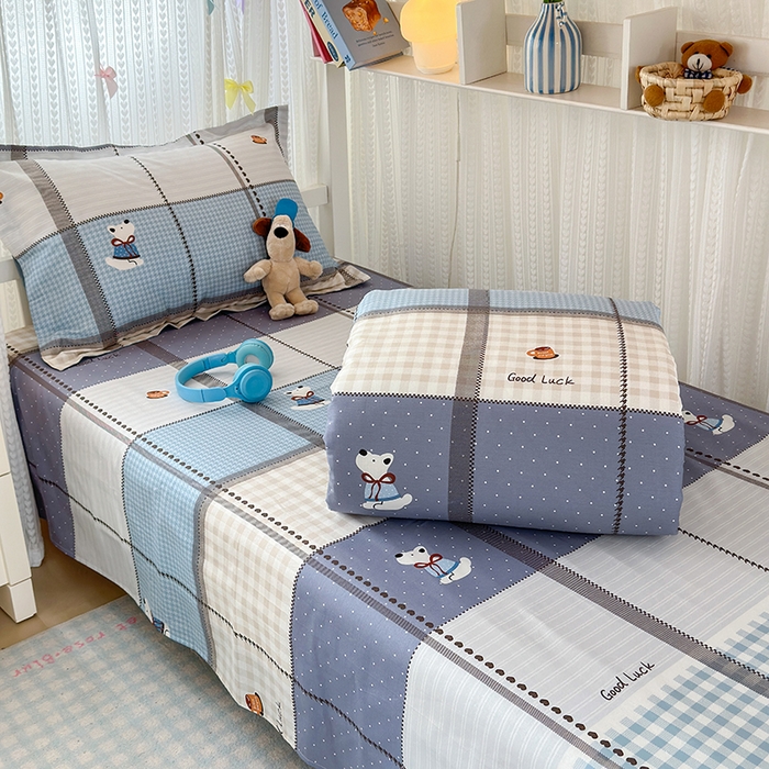 91家纺网 家纺一手货源 找家纺 （总）拾物记 2025新款A类全棉纯棉新疆棉印花学生宿舍三件套上下铺三件套-第二批