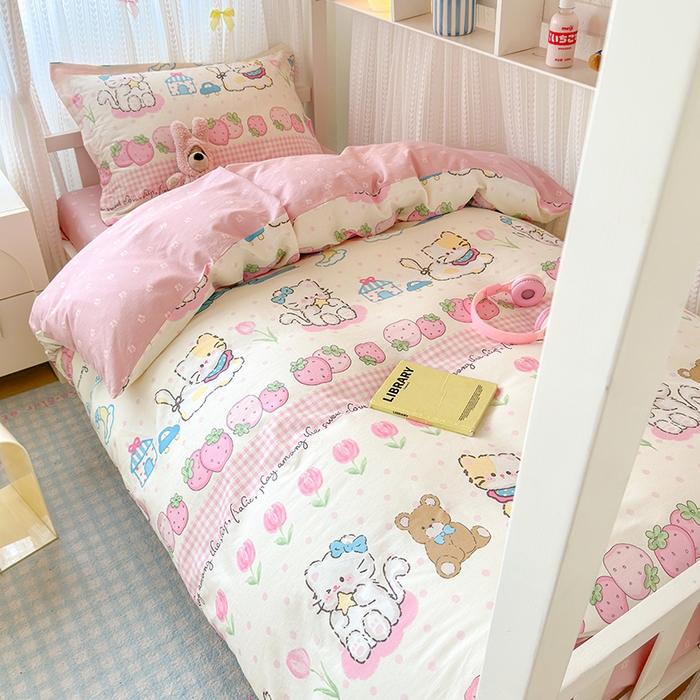 91家纺网 家纺一手货源 找家纺 （总）拾物记 2025新款A类全棉纯棉新疆棉印花学生宿舍三件套上下铺三件套-第二批