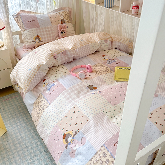 91家纺网 家纺一手货源 找家纺 （总）拾物记 2025新款A类全棉纯棉新疆棉印花学生宿舍三件套上下铺三件套-第二批