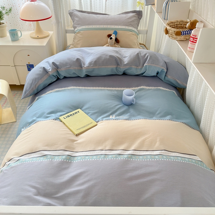 91家纺网 家纺一手货源 找家纺 拾物记 2025新款A类全棉纯棉棉印花学生宿舍三件套上下铺三件套-第二批 艾利森