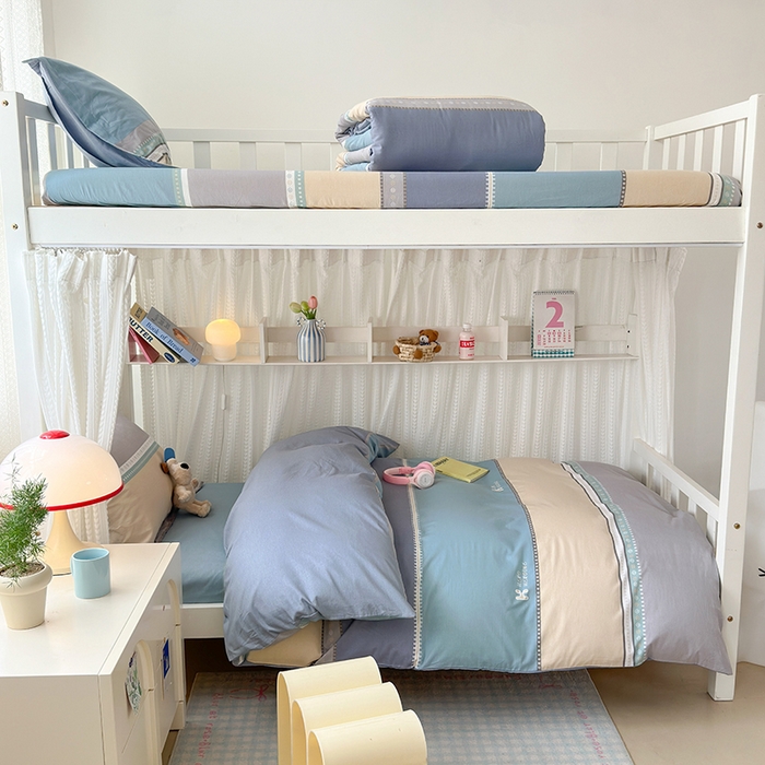 91家纺网 家纺一手货源 找家纺 拾物记 2025新款A类全棉纯棉棉印花学生宿舍三件套上下铺三件套-第二批 艾利森