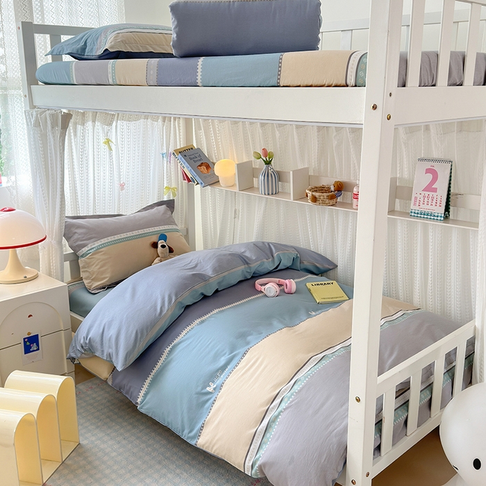 91家纺网 家纺一手货源 找家纺 拾物记 2025新款A类全棉纯棉棉印花学生宿舍三件套上下铺三件套-第二批 艾利森