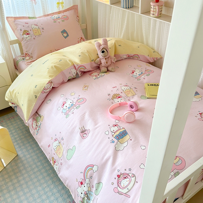 拾物记 2025新款A类全棉纯棉棉印花学生宿舍三件套上下铺三件套-第二批 彩虹喵