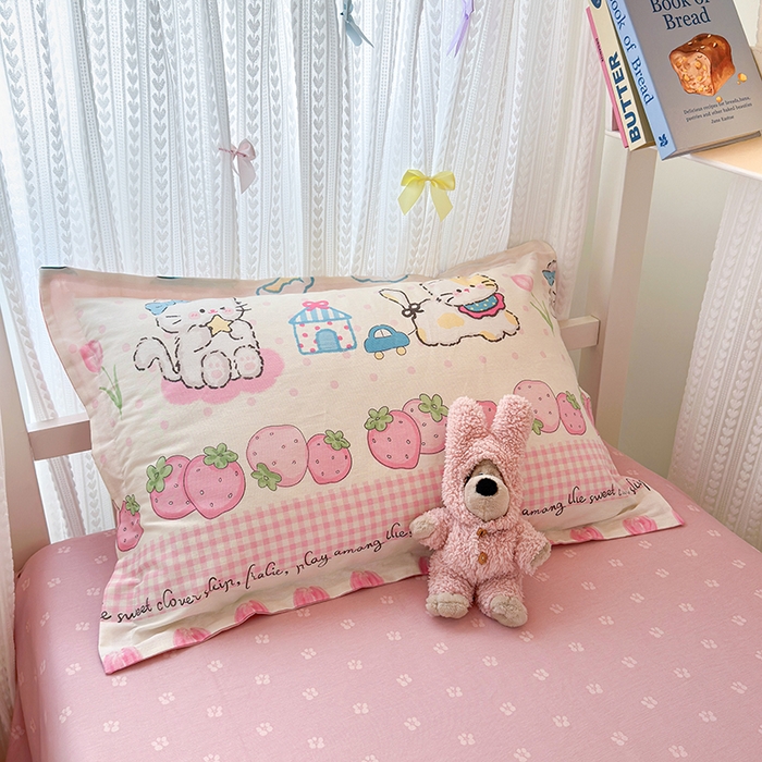 91家纺网 家纺一手货源 找家纺 拾物记 2025新款A类全棉纯棉棉印花学生宿舍三件套上下铺三件套-第二批 叮当奶猫