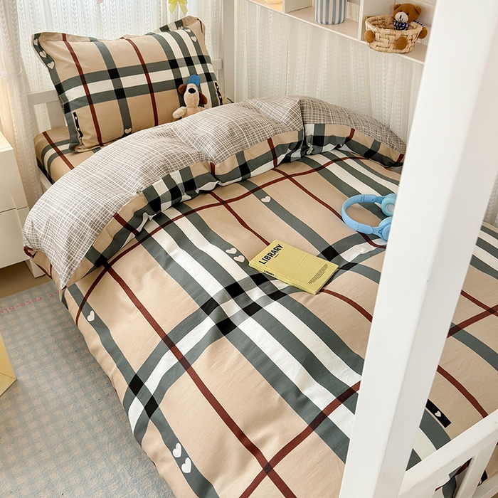 拾物记 2025新款A类全棉纯棉棉印花学生宿舍三件套上下铺三件套-第二批 格调心情-咖