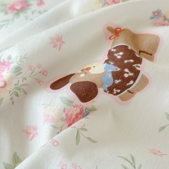 91家纺网 家纺一手货源 找家纺 拾物记 2025新款A类全棉纯棉棉印花学生宿舍三件套上下铺三件套-第二批 花田小狗