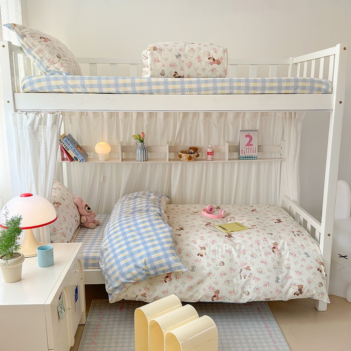 91家纺网 家纺一手货源 找家纺 拾物记 2025新款A类全棉纯棉棉印花学生宿舍三件套上下铺三件套-第二批 花田小狗