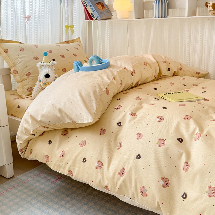 91家纺网 家纺一手货源 找家纺 拾物记 2025新款A类全棉纯棉棉印花学生宿舍三件套上下铺三件套-第二批 皇家学院-黄