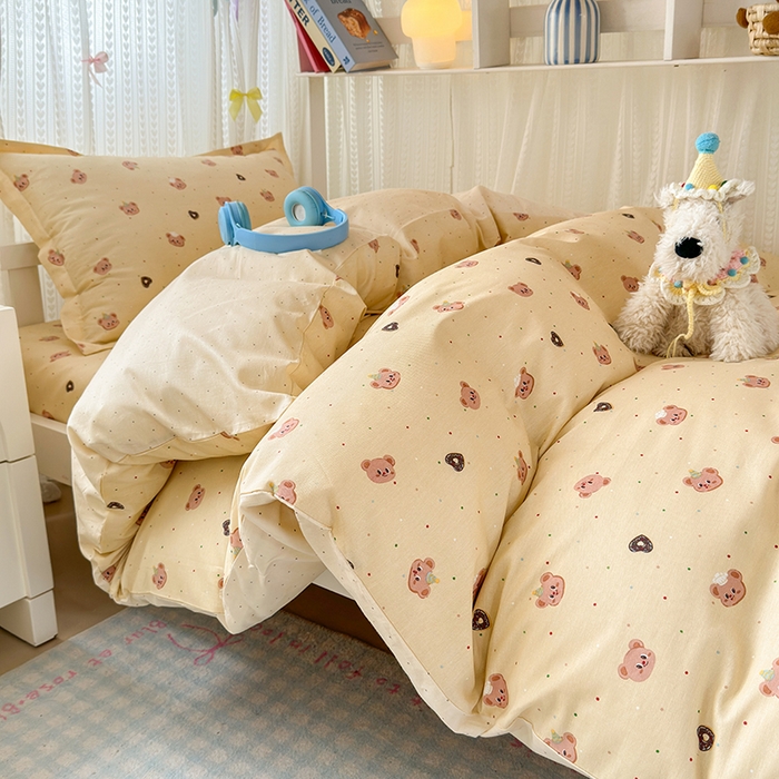 91家纺网 家纺一手货源 找家纺 拾物记 2025新款A类全棉纯棉棉印花学生宿舍三件套上下铺三件套-第二批 皇家学院-黄