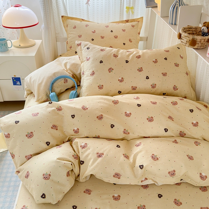 91家纺网 家纺一手货源 找家纺 拾物记 2025新款A类全棉纯棉棉印花学生宿舍三件套上下铺三件套-第二批 皇家学院-黄