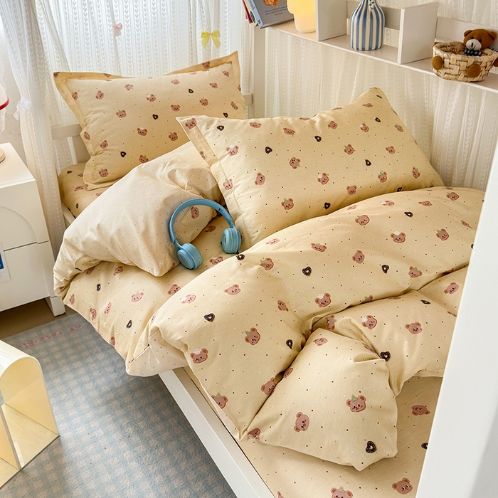 91家纺网 家纺一手货源 找家纺 拾物记 2025新款A类全棉纯棉棉印花学生宿舍三件套上下铺三件套-第二批 皇家学院-黄