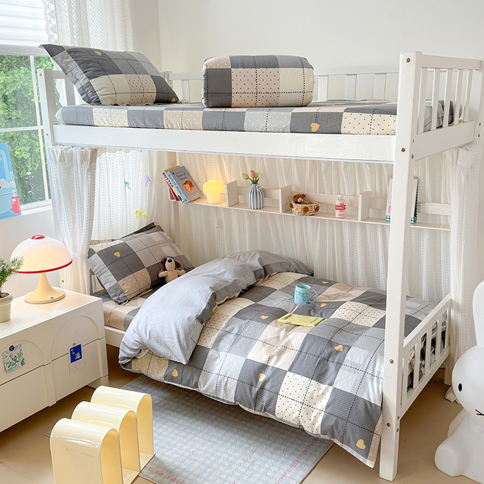 91家纺网 家纺一手货源 找家纺 拾物记 2025新款A类全棉纯棉棉印花学生宿舍三件套上下铺三件套-第二批 积木电台-咖