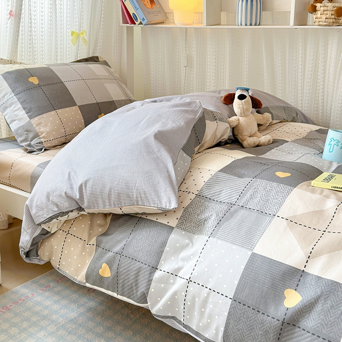 91家纺网 家纺一手货源 找家纺 拾物记 2025新款A类全棉纯棉棉印花学生宿舍三件套上下铺三件套-第二批 积木电台-咖