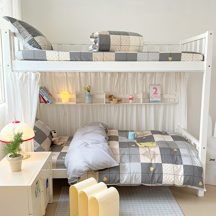 91家纺网 家纺一手货源 找家纺 拾物记 2025新款A类全棉纯棉棉印花学生宿舍三件套上下铺三件套-第二批 积木电台-咖