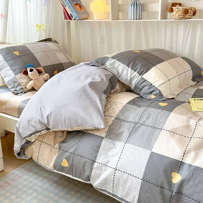 91家纺网 家纺一手货源 找家纺 拾物记 2025新款A类全棉纯棉棉印花学生宿舍三件套上下铺三件套-第二批 积木电台-咖