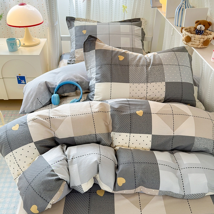 91家纺网 家纺一手货源 找家纺 拾物记 2025新款A类全棉纯棉棉印花学生宿舍三件套上下铺三件套-第二批 积木电台-咖