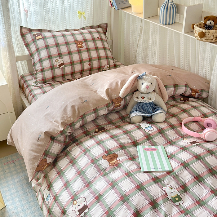 91家纺网 家纺一手货源 找家纺 拾物记 2025新款A类全棉纯棉棉印花学生宿舍三件套上下铺三件套-第二批 可可布蕾