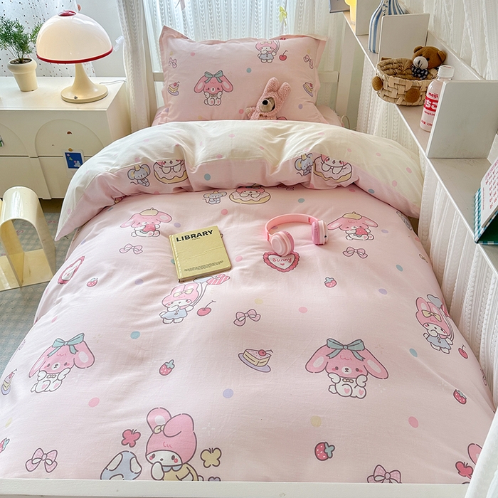 91家纺网 家纺一手货源 找家纺 拾物记 2025新款A类全棉纯棉棉印花学生宿舍三件套上下铺三件套-第二批 可乐贝儿