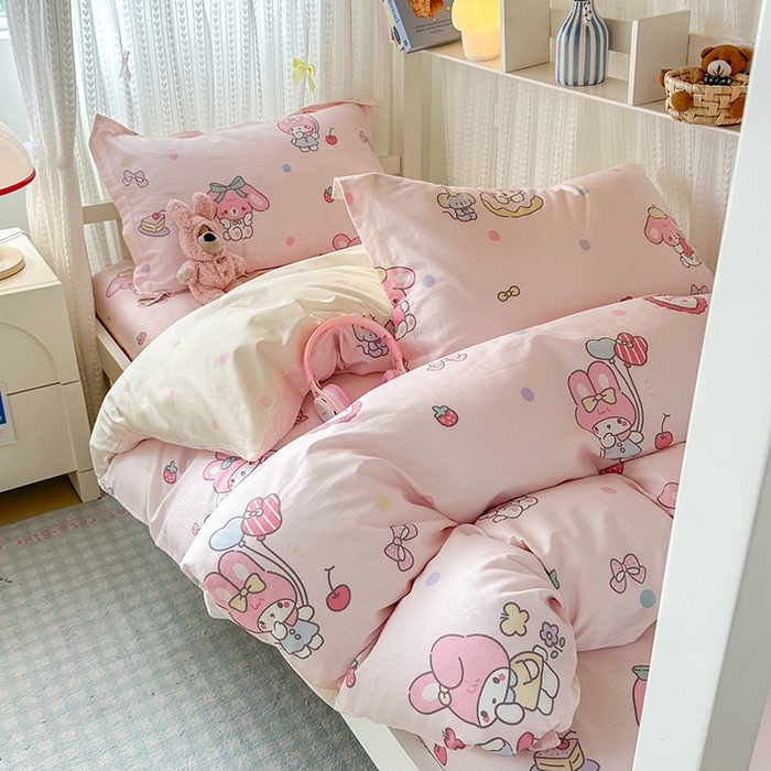 91家纺网 家纺一手货源 找家纺 拾物记 2025新款A类全棉纯棉棉印花学生宿舍三件套上下铺三件套-第二批 可乐贝儿