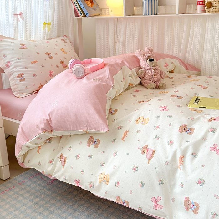 91家纺网 家纺一手货源 找家纺 拾物记 2025新款A类全棉纯棉棉印花学生宿舍三件套上下铺三件套-第二批 酷卡小狗