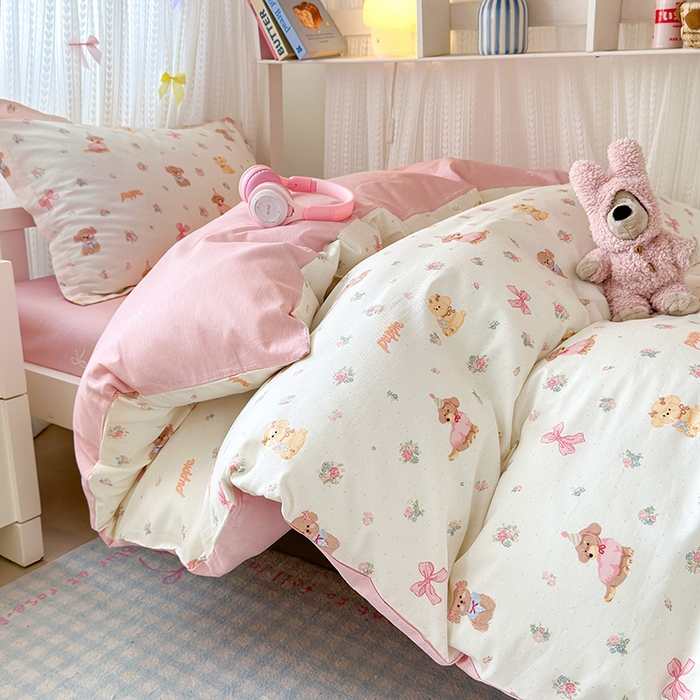 91家纺网 家纺一手货源 找家纺 拾物记 2025新款A类全棉纯棉棉印花学生宿舍三件套上下铺三件套-第二批 酷卡小狗