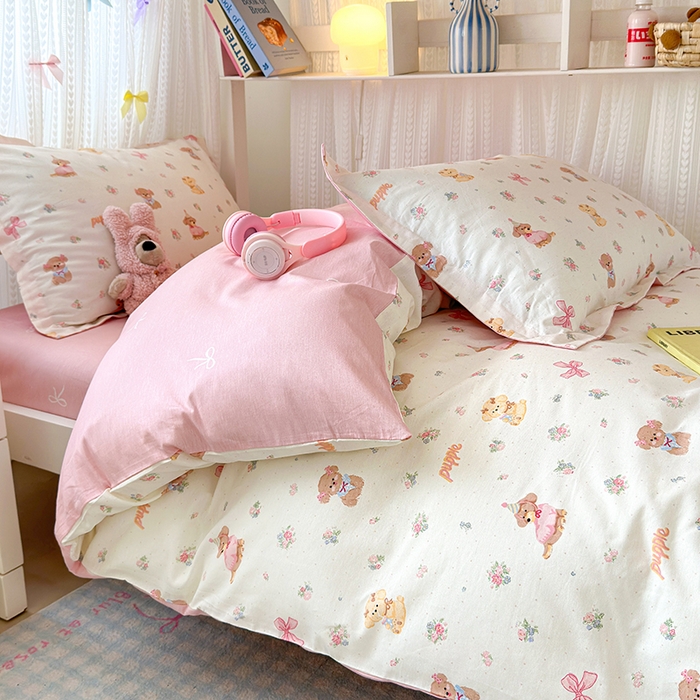 91家纺网 家纺一手货源 找家纺 拾物记 2025新款A类全棉纯棉棉印花学生宿舍三件套上下铺三件套-第二批 酷卡小狗