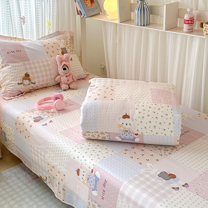 91家纺网 家纺一手货源 找家纺 拾物记 2025新款A类全棉纯棉棉印花学生宿舍三件套上下铺三件套-第二批 快乐聚会