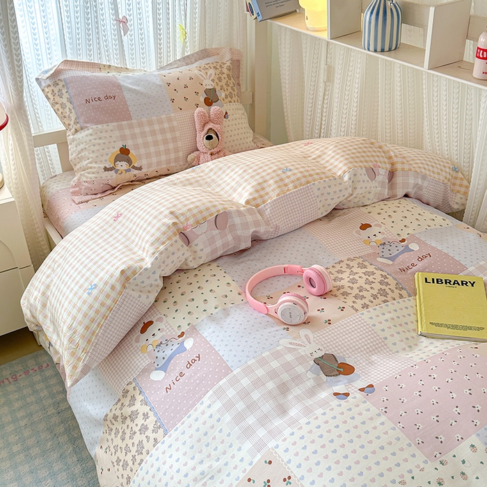 91家纺网 家纺一手货源 找家纺 拾物记 2025新款A类全棉纯棉棉印花学生宿舍三件套上下铺三件套-第二批 快乐聚会