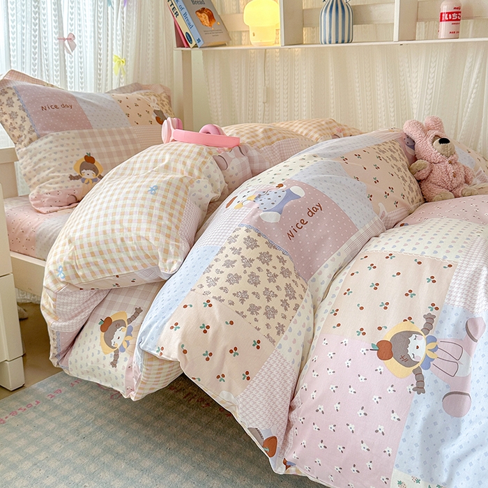 91家纺网 家纺一手货源 找家纺 拾物记 2025新款A类全棉纯棉棉印花学生宿舍三件套上下铺三件套-第二批 快乐聚会